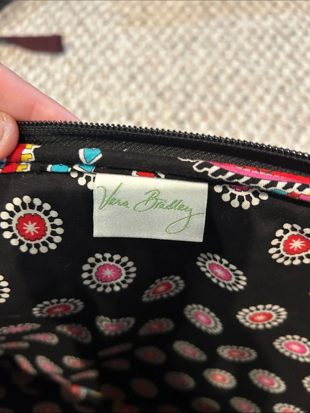 Vera Bradley 14x10 Quilted Paisley Laptop Sleeve Case Black Multicolor